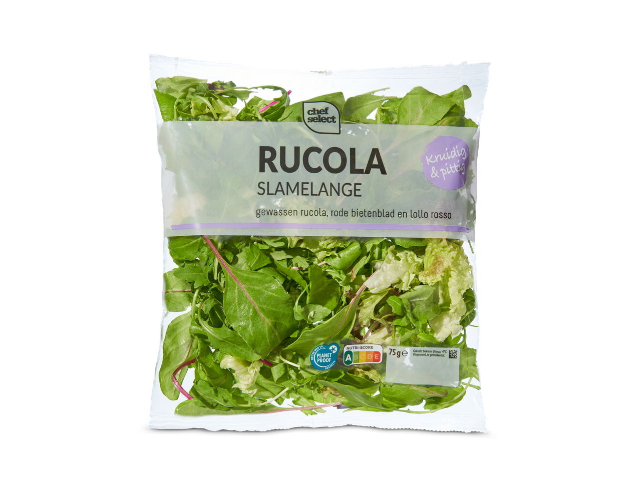 Chef Select sla-mix: rucola, rode bietensla en lollo rosso.