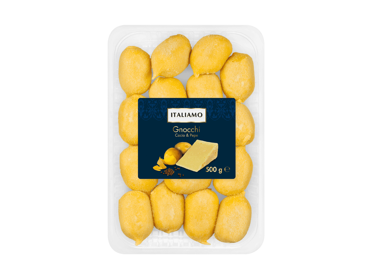 Barquette de gnocchis Cacio & Pepe, avec du fromage et du poivre, 500 g.