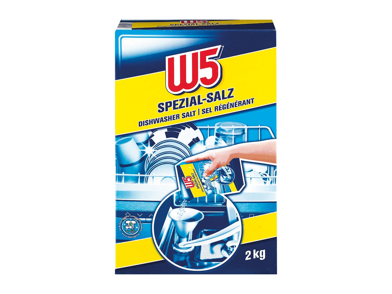 W5 dishwasher salt, 2kg pack.