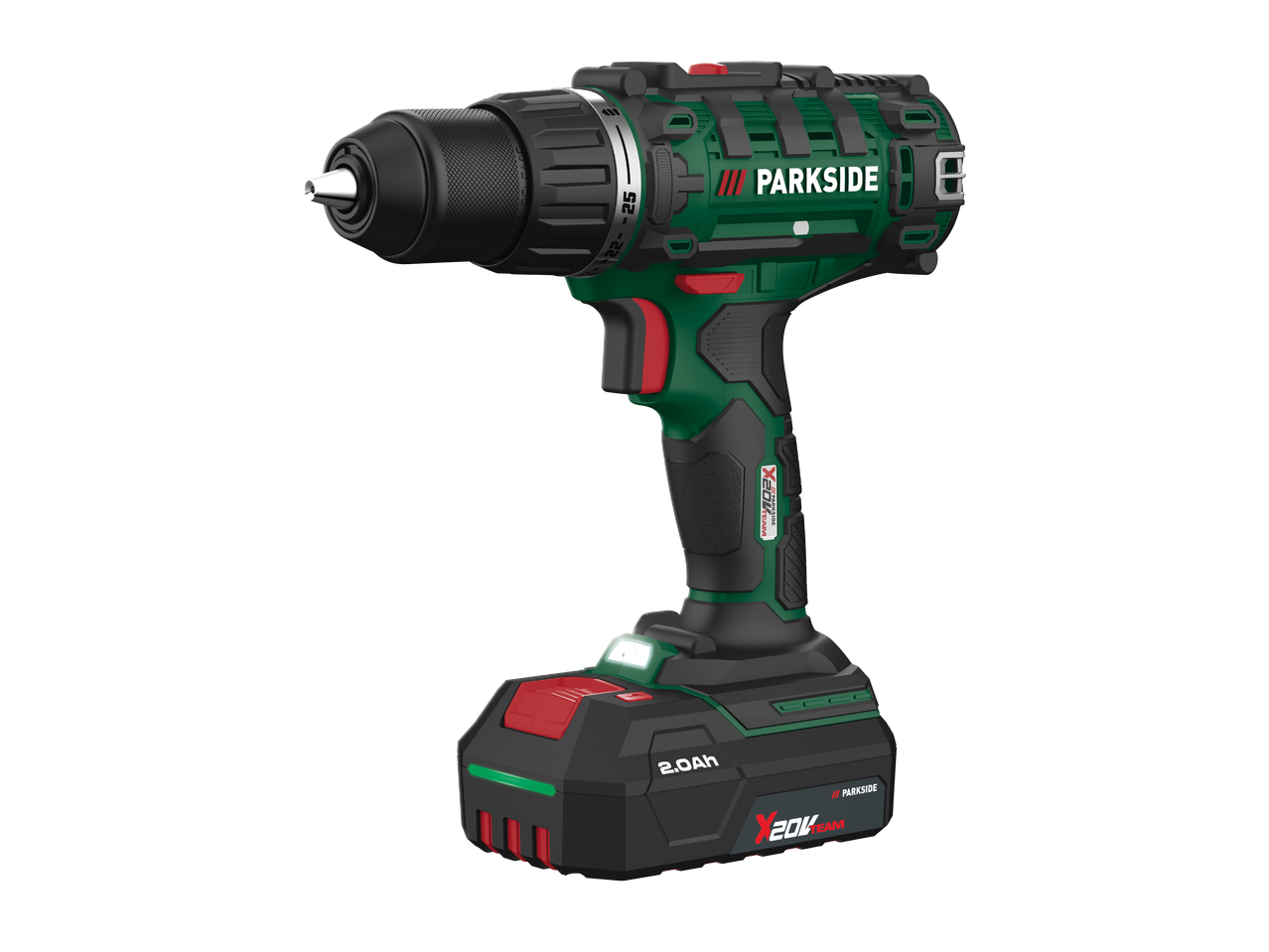 Акумулаторна бормашина в зелено и черно с батерия 2.0Ah