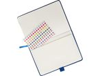 Blocco per appunti A5 blu con chiusura elastica con fogli bianchi
