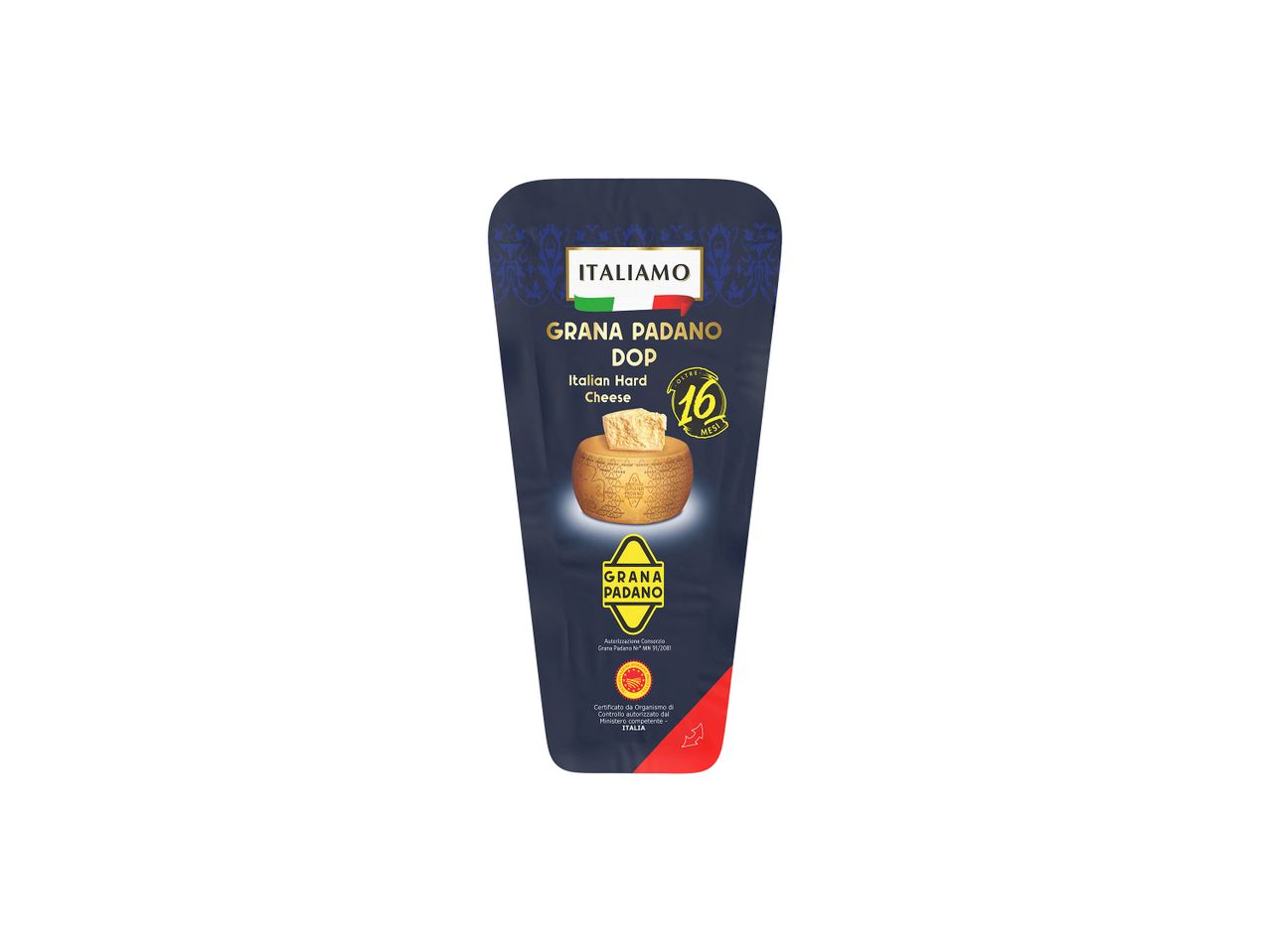 Italian Grana Padano DOP, fromage italien dur affiné pendant plus de 16 mois.
