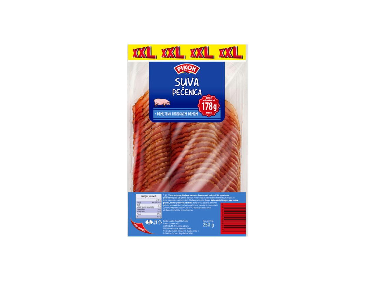 Pakovanje Pikok suve pečenice sa natpisom XXL.