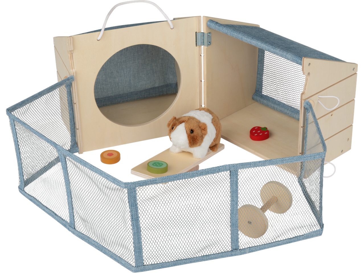 Playtive Wooden Pet Set with a guinea pig, playpen, and accessories.