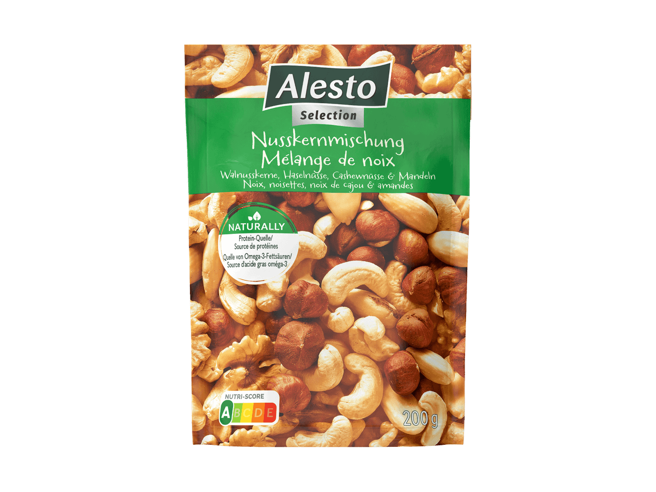 Mélange de noix avec des noix, des noisettes, des noix de cajou et des amandes, source de protéines et d'oméga-3.
