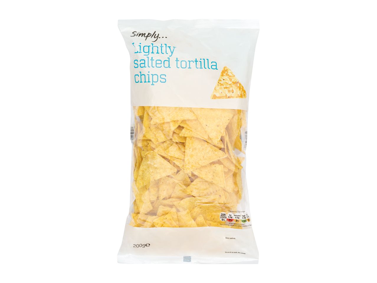 Simply... Lightly salted tortilla chips, 200g.