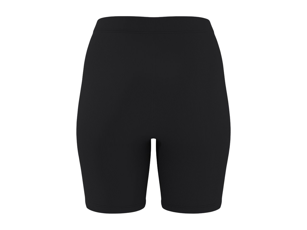 Black ribbed cycling shorts with a high waist.