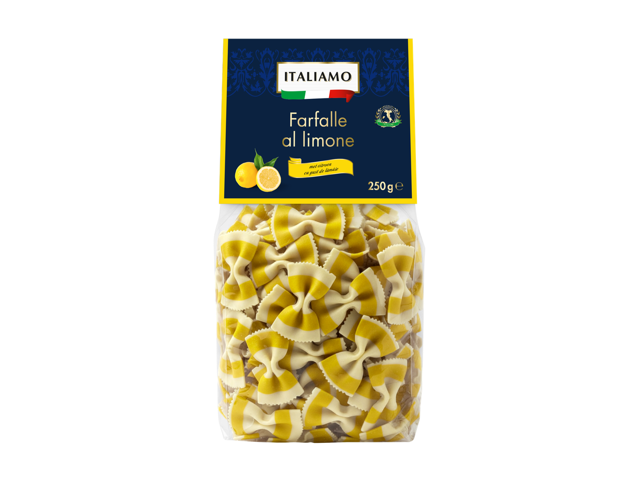 ITALIAMO Farfalle al limone, vlindervormige pasta met citroensmaak, 250g.