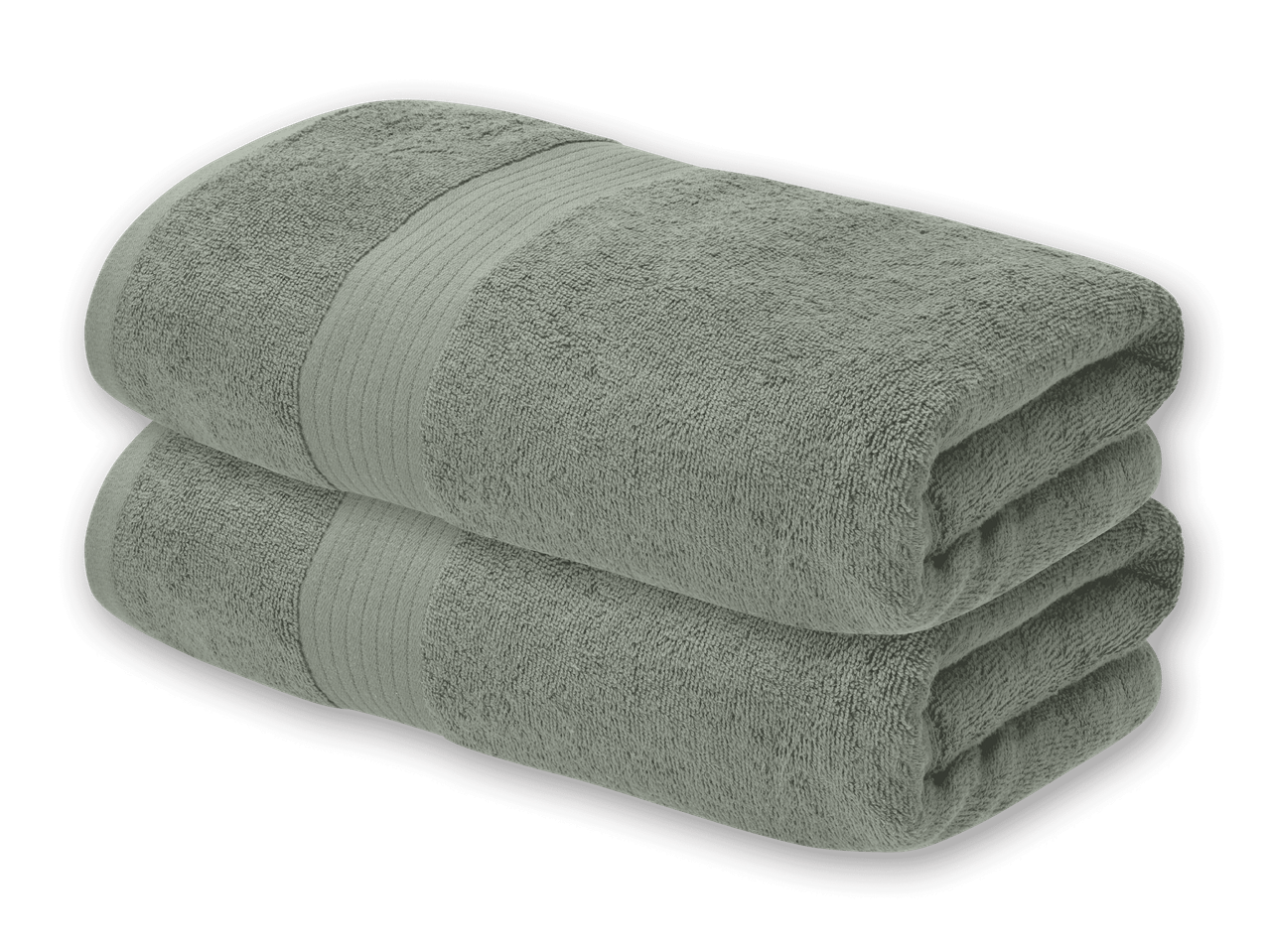 Zwei gefaltete, graue Handtücher übereinander