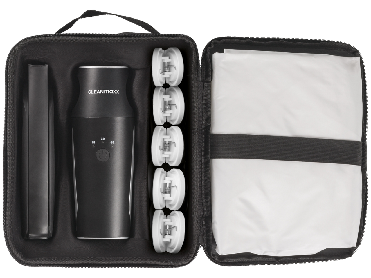 CLEANMAXX Hemdenbügler-Set mit Bügler, Zubehör und Tragetasche.