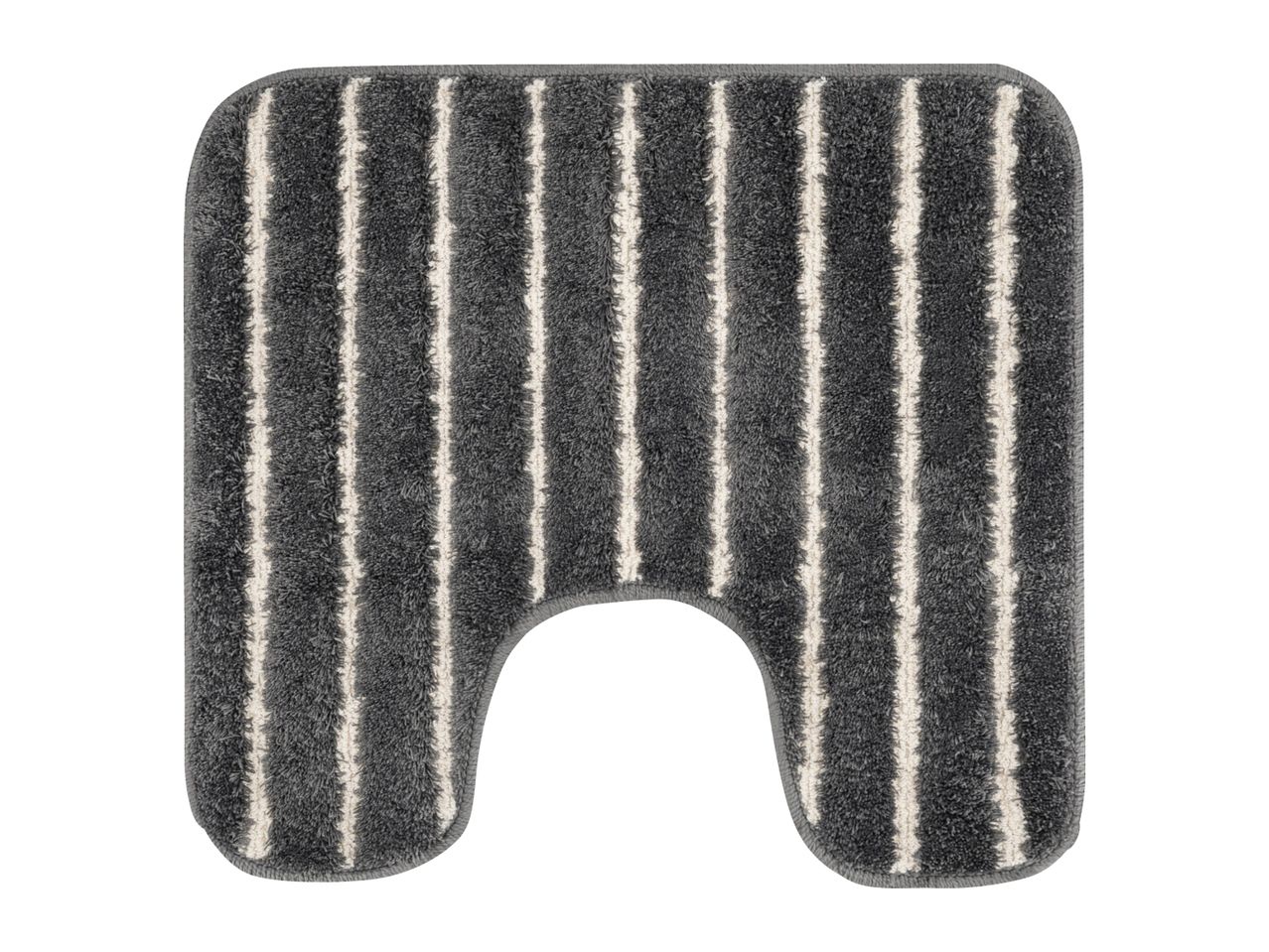 Grey toilet mat with white stripes