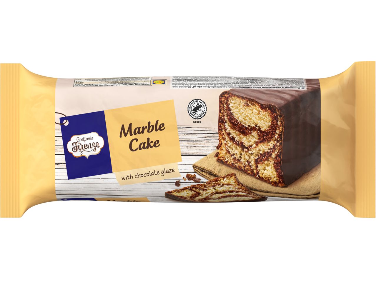 Опаковка на мраморен кекс Confiserie Firenze с шоколадова глазура.