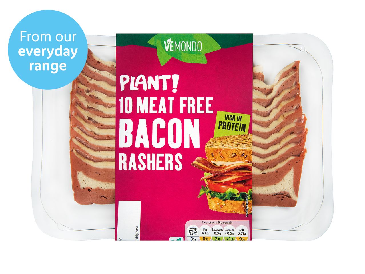 Go to full screen view: Vemondo Meat Free Bacon Rashers - Image 1