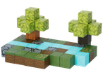 Комплект от кубчета за игра, изобразяващи пейзаж с дървета, река и земя.