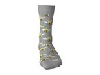 Grey sock with a pattern of flying angel avocados