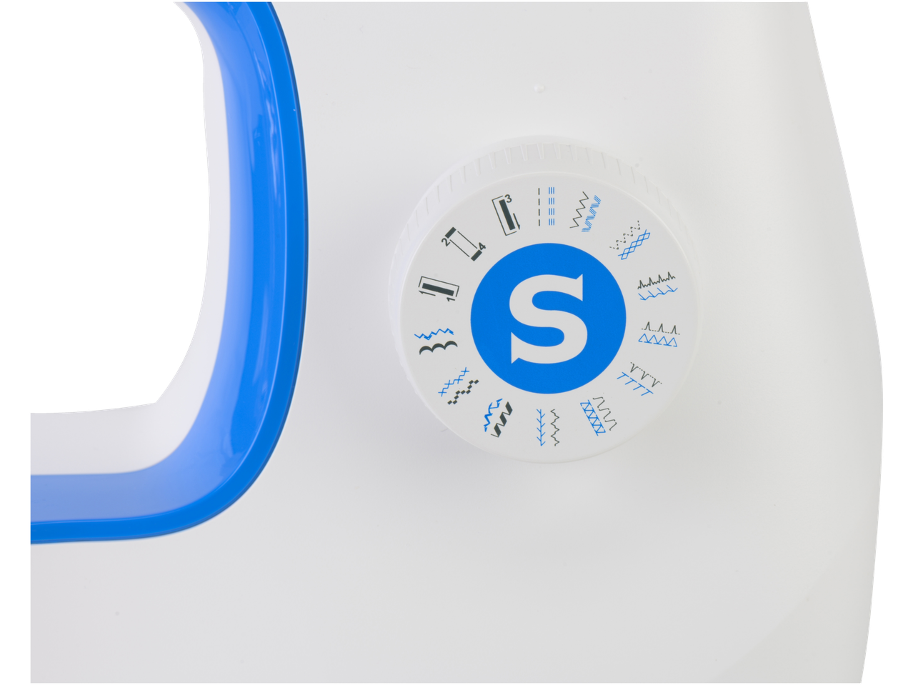 Seletor de pontos da máquina de costura E-ELEMENT BY PFAFF com o logótipo S.