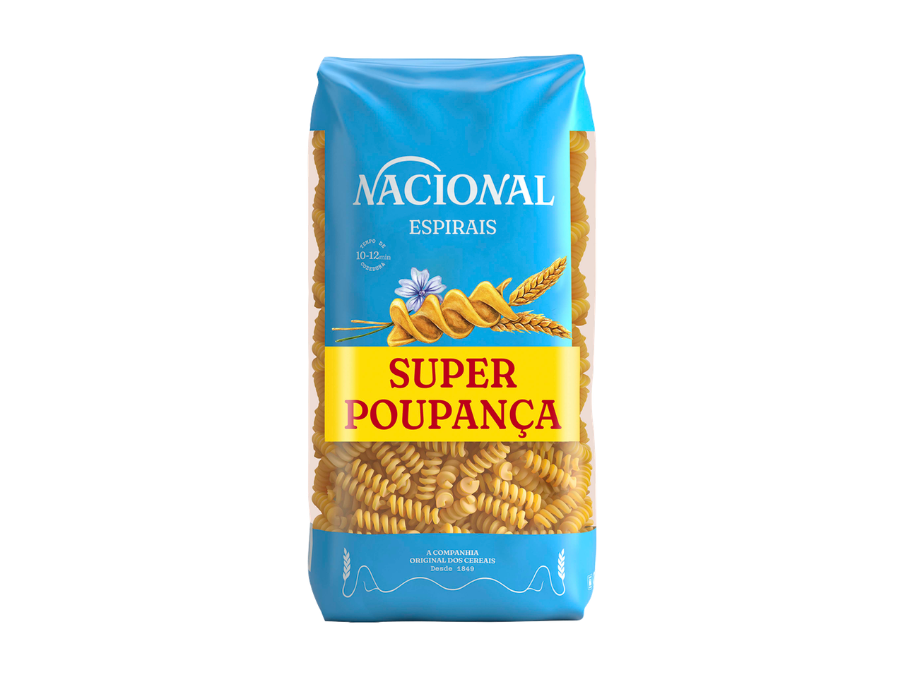 Massa Nacional Espirais com rótulo 'Super Poupança'.