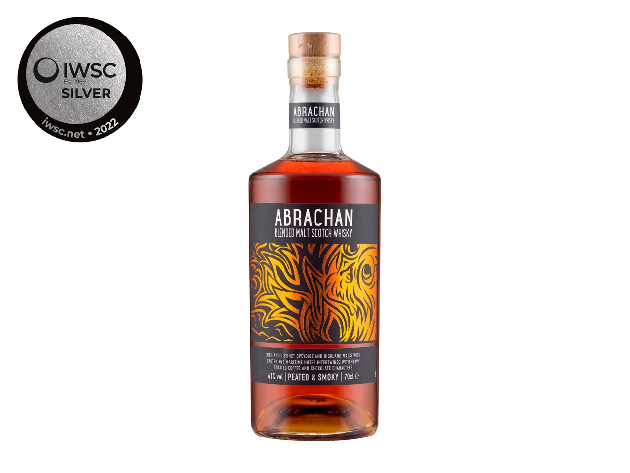 Abrachán blended malt Scotch whisky bottle, IWSC 2022 Silver award winner.