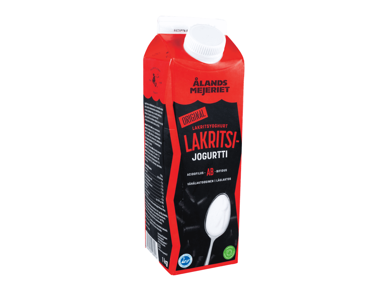 Ålands Mejeriet Original Lakritsijogurtti, vähälaktoosinen, 1 kg pakkaus.