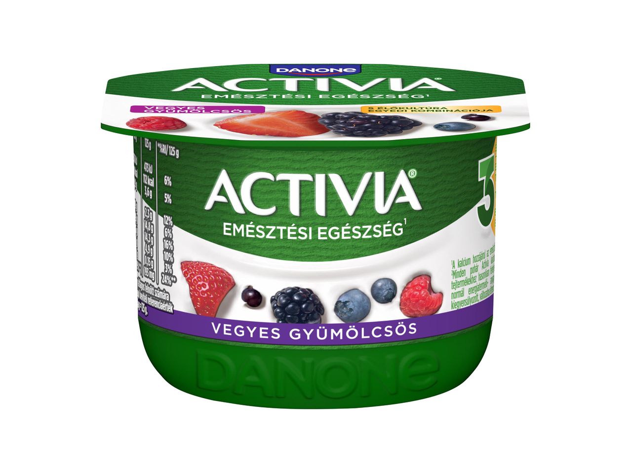 Danone Activia joghurt, vegyes gyümölcsös íz.