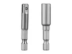Two metal hex shank socket adapters on a white background.