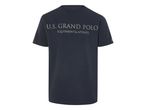 Sötétkék U.S. Grand Polo márkájú póló hátulnézet.
