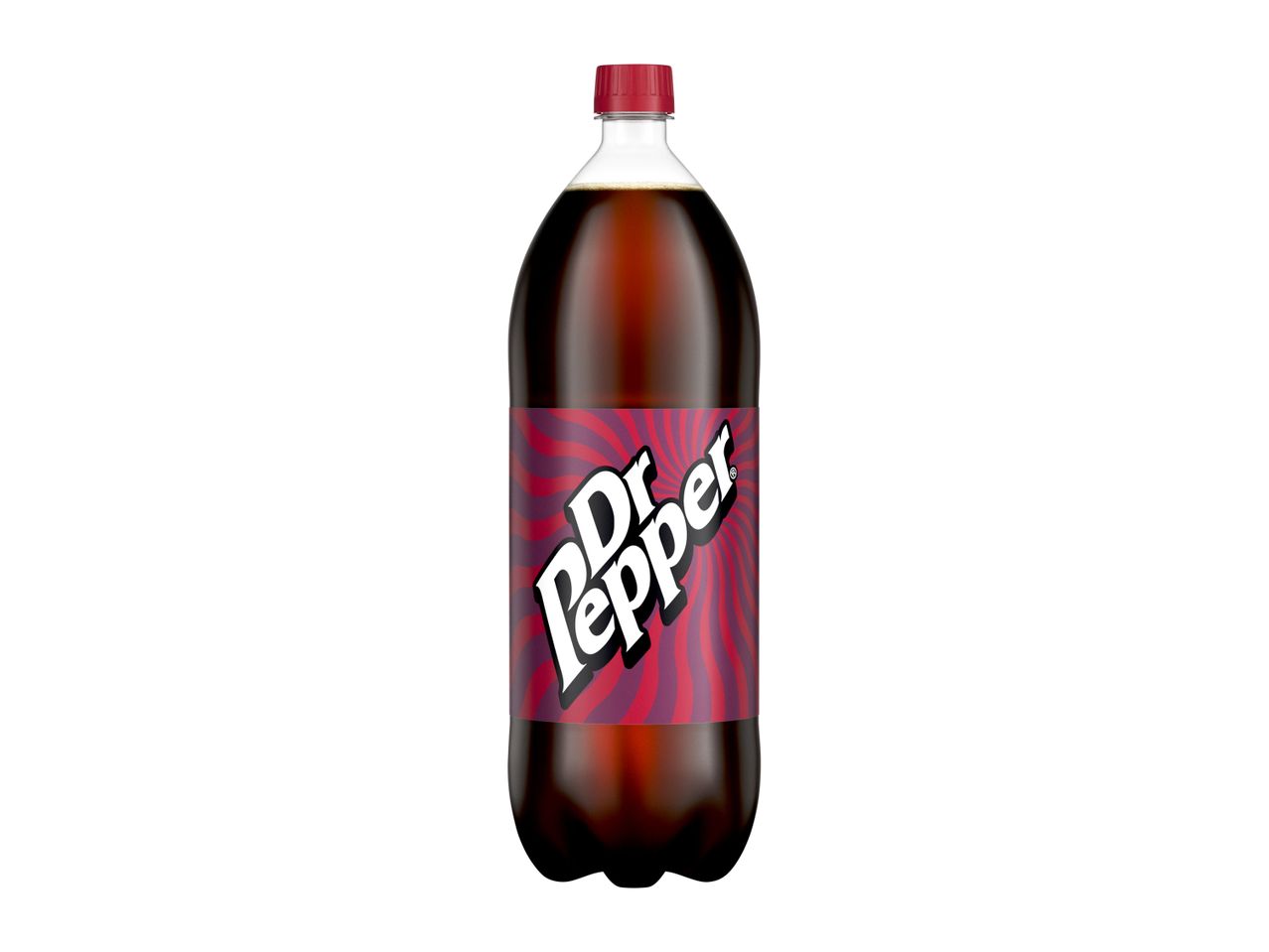 A large bottle of Dr Pepper soda.