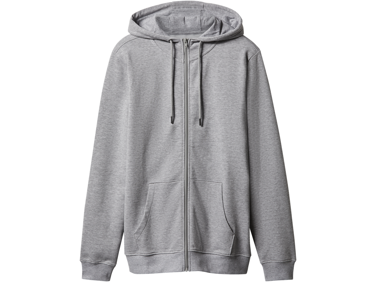 Pilkas vyriškas džemperis su užtrauktuku ir gobtuvu