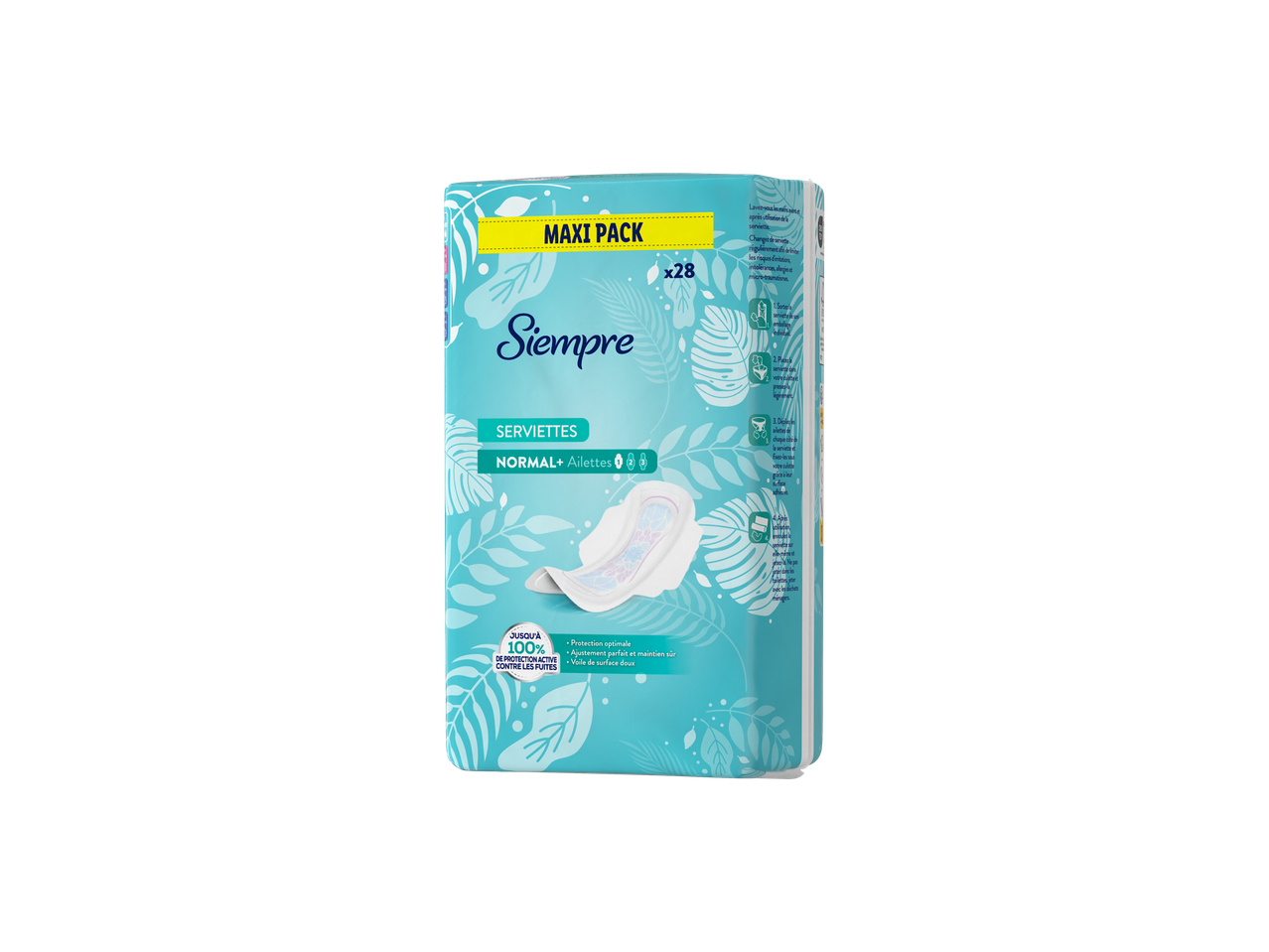 Serviettes hygiéniques Siempre Normal+ Maxi Pack x28.