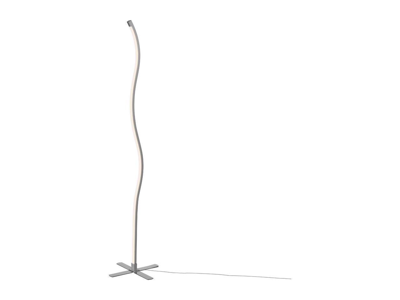 Modern wavy LED floor lamp with a silver-colored cross base