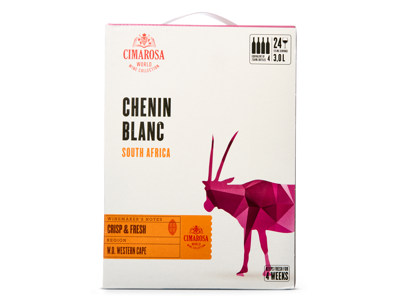 Cimarossa Chenin Blanc wijn uit Zuid-Afrika, 3 liter doos.