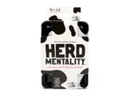 Board game box for 'Herd Mentality' with cow print design, suitable for ages 10+ and 2-8 players.