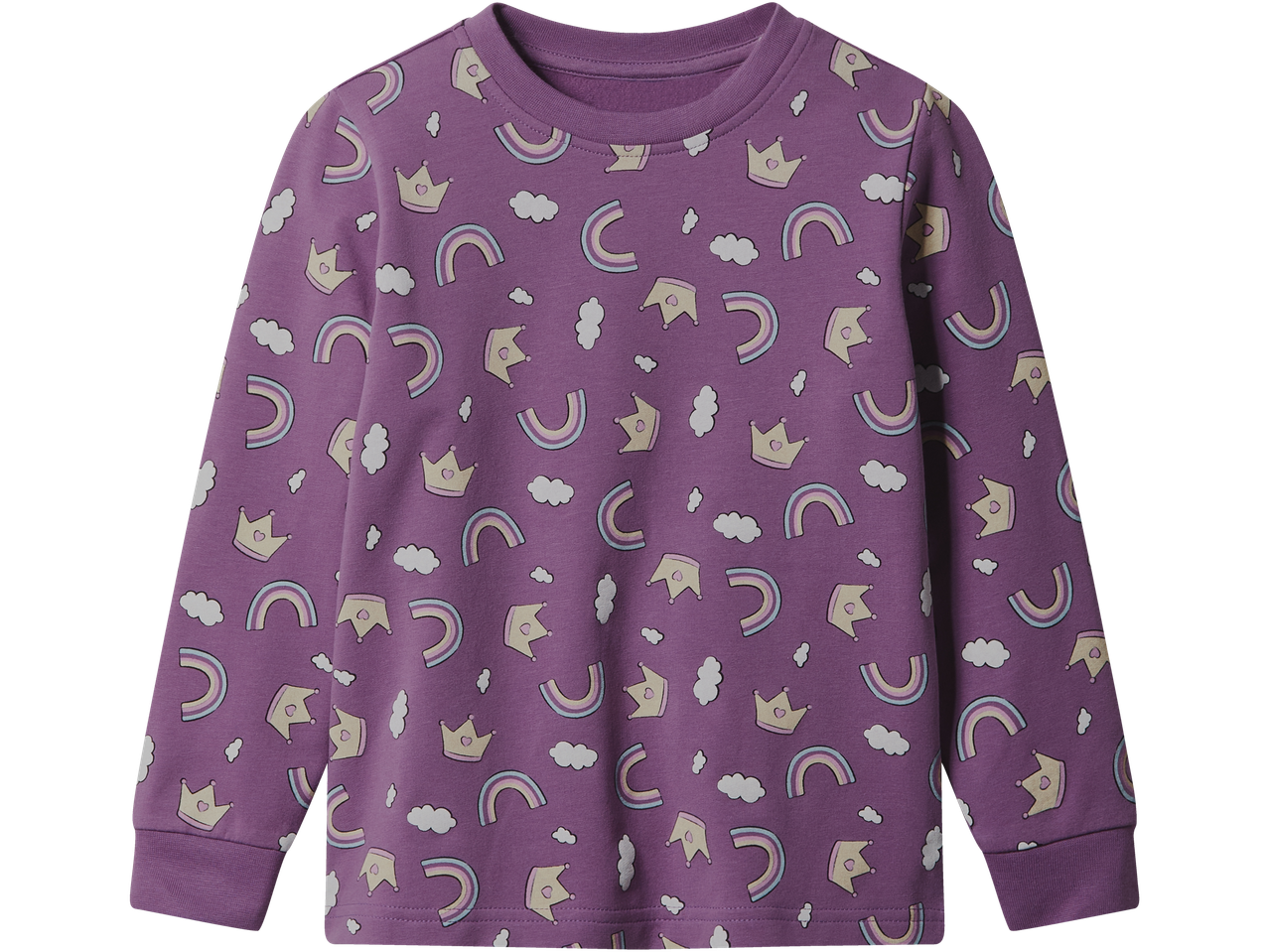 LUPILU® pikkade varrukatega termopluss särk kroonide, vikerkaaride ja pilvede mustriga