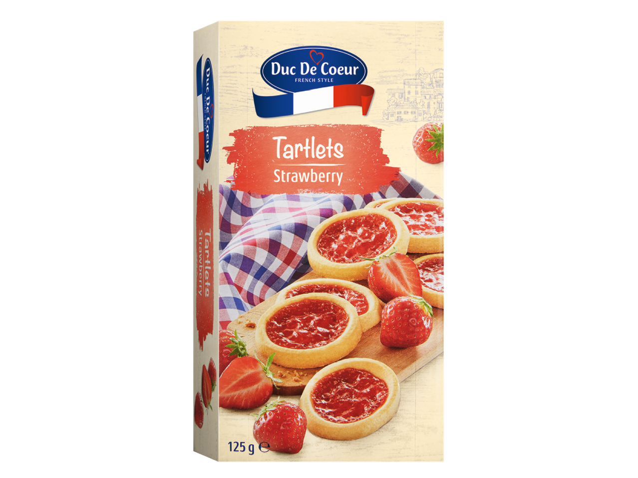 Duc de Coeur aardbeien tartlets, Franse stijl.