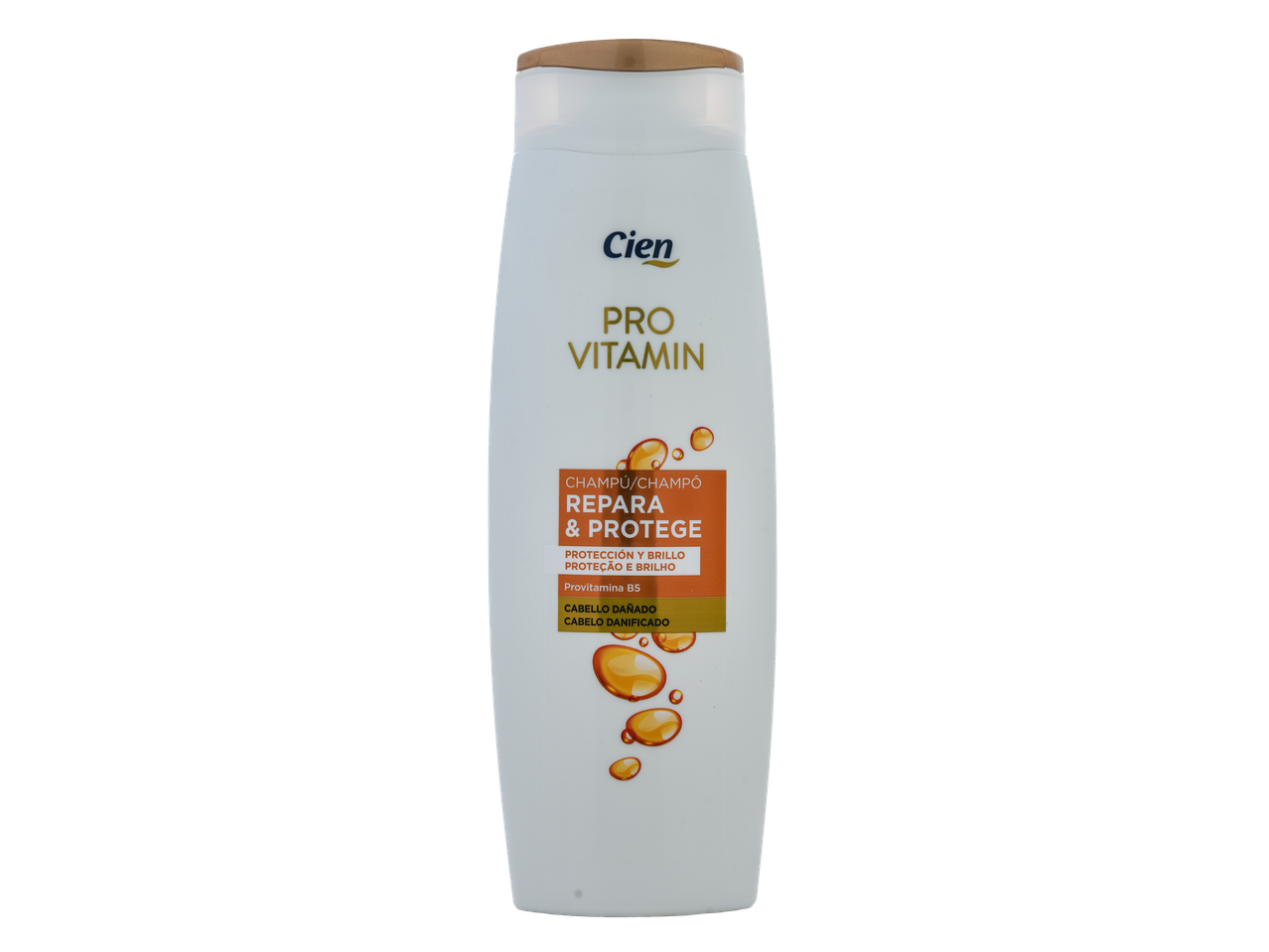 Cien Pro Vitamin Champô Repara & Protege para cabelo danificado.