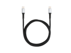Μαύρο καλώδιο USB-C σε USB-C με ασημένιους συνδέσμους