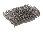 A gray microfiber car wash mitt with textured surface.