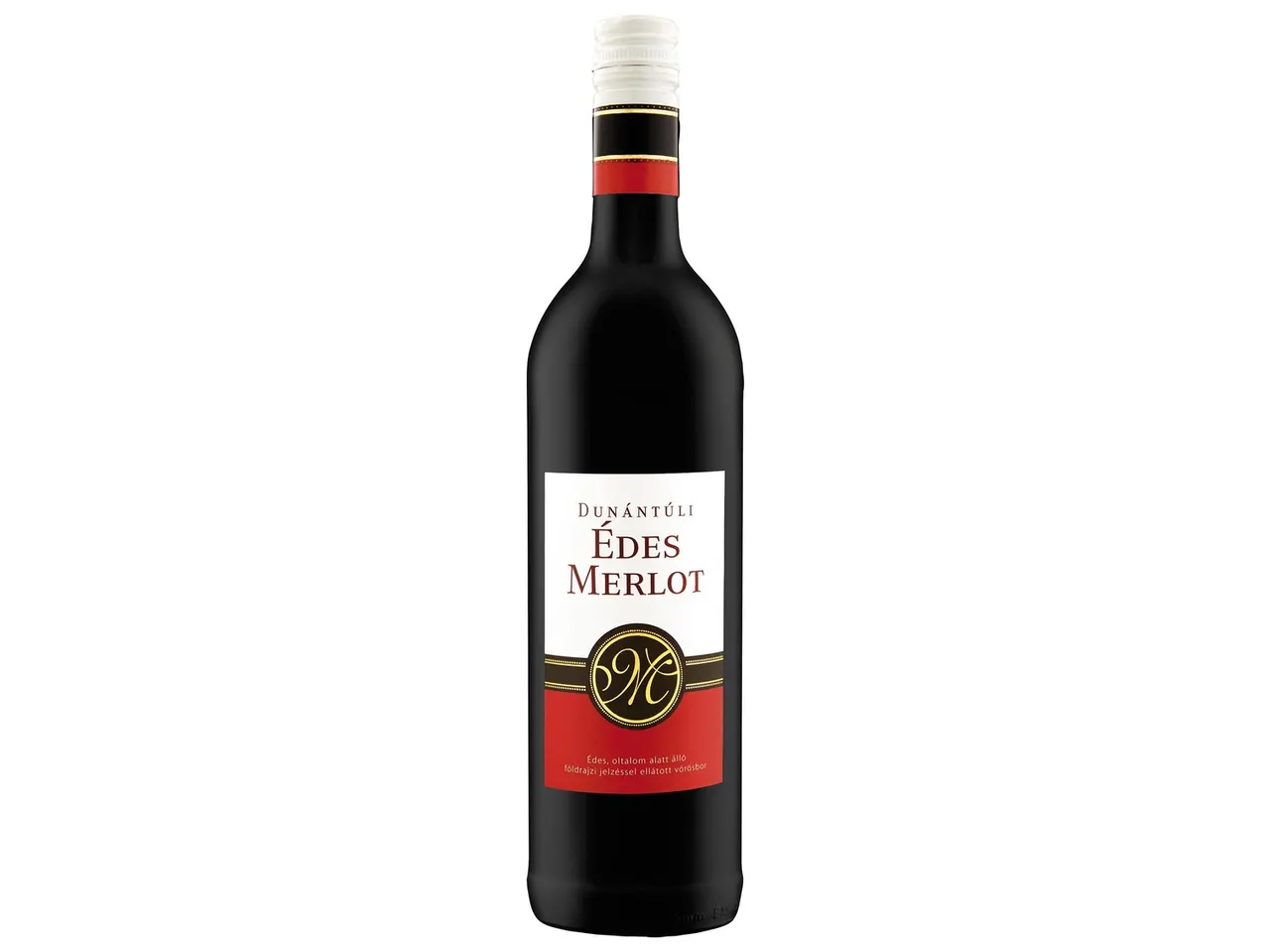 Dunántúli Édes Merlot vörösboros üveg.