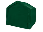Green tent garage with a sloped roof