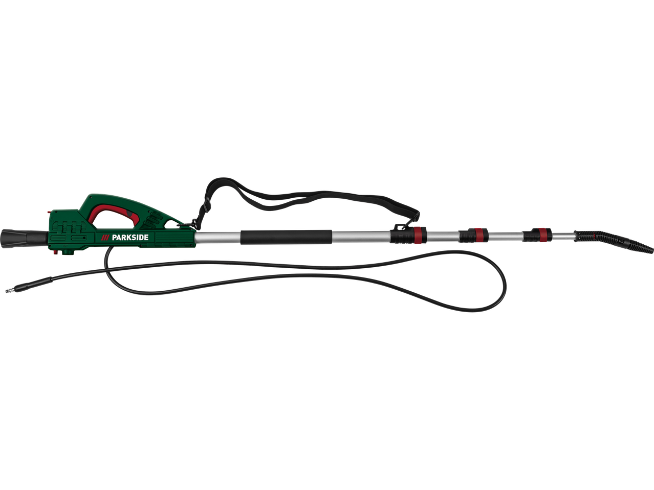 Parkside® Extendable Pressure Washer Lance with green handle and black hose
