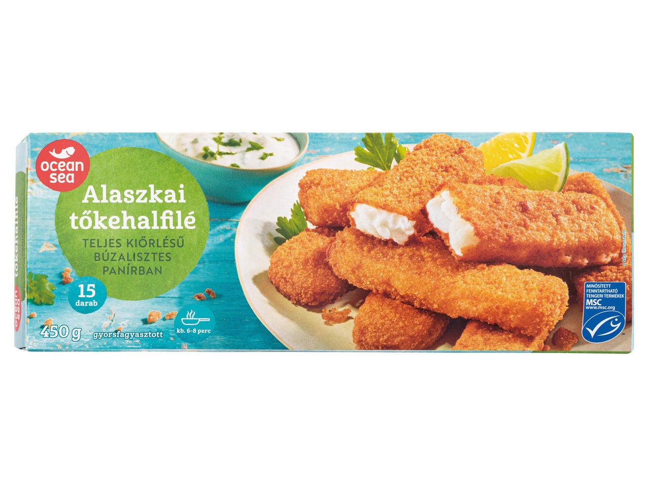 Ocean Sea: panírozott alaszkai halrudacskák.