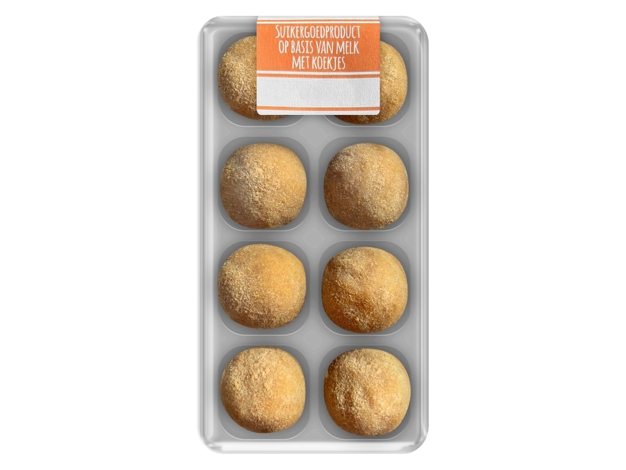 Six milk and cookie balls in a package.