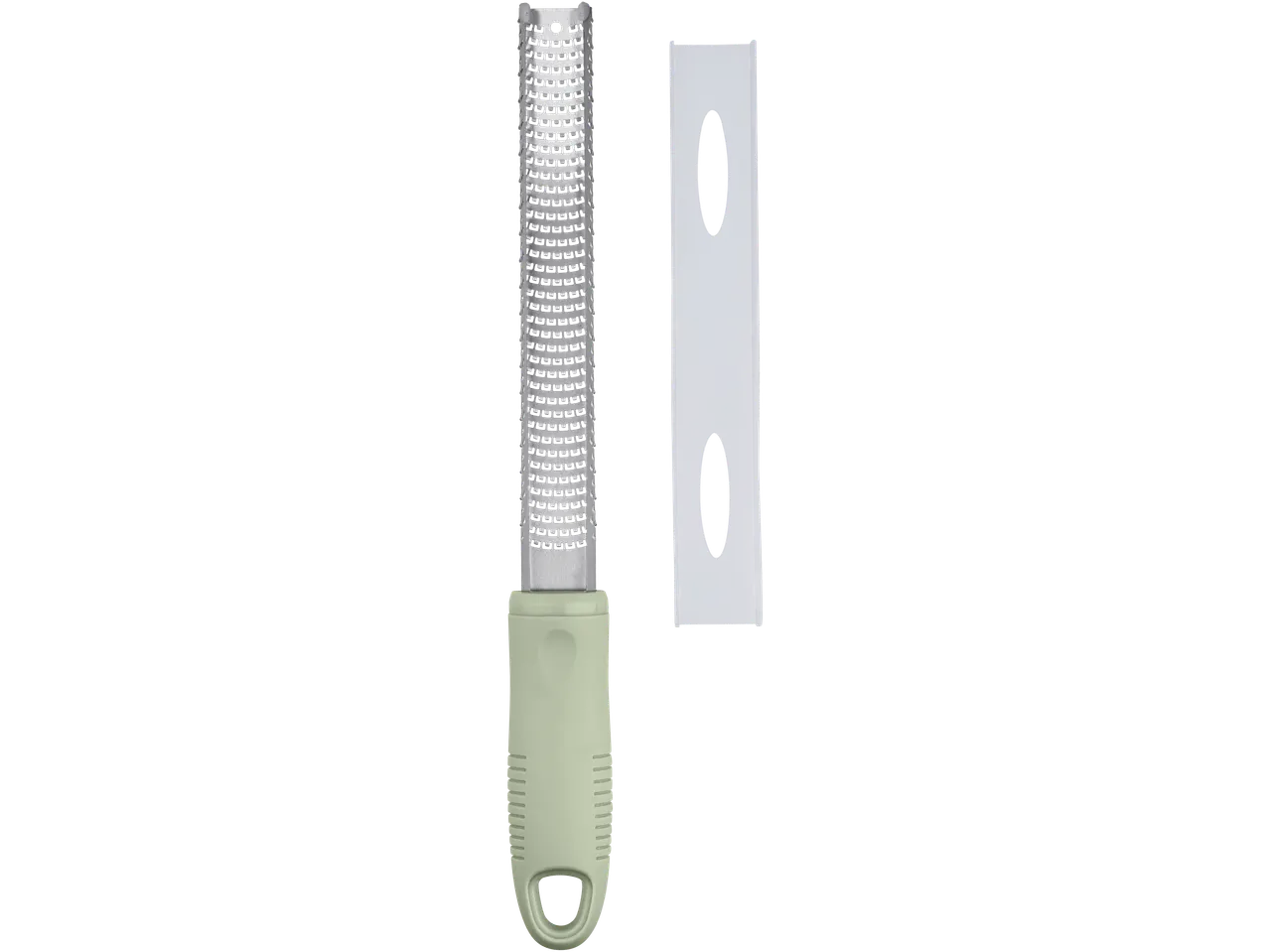 Rasp met lichtgroen handvat en beschermhoes