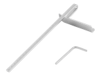 A silver metal ruler with a right-angle attachment and an L-shaped hex key.