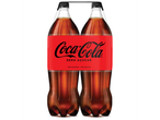 Duas garrafas de Coca-Cola Zero Açúcar de 2L, unidas com um rótulo vermelho.