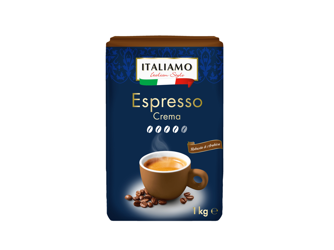 Cafea ITALIAMO Espresso Crema, pachet de 1 kg.