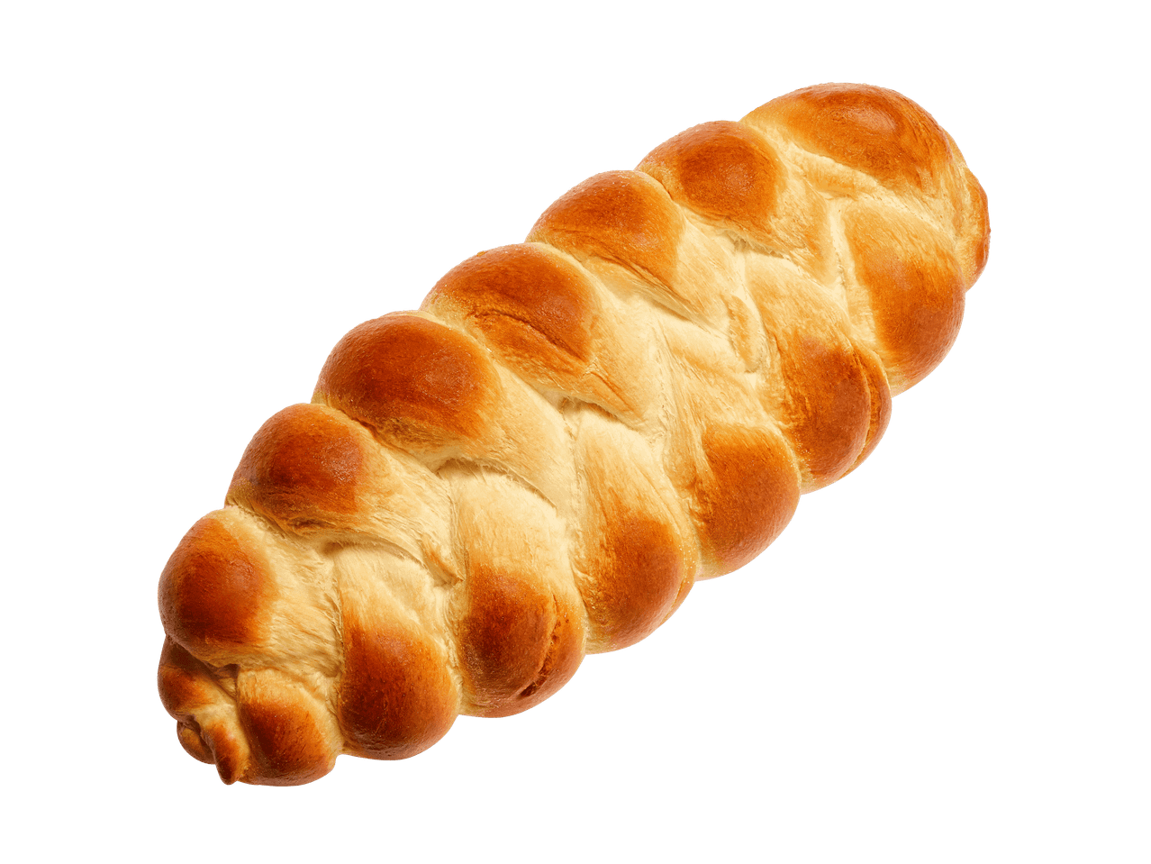 Ein goldbrauner, geflochtener Brotlaib auf schwarzem Hintergrund.
