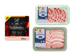 To pakker svinekoteletter og en pakke nakkekoteletter, alle 1000g.
