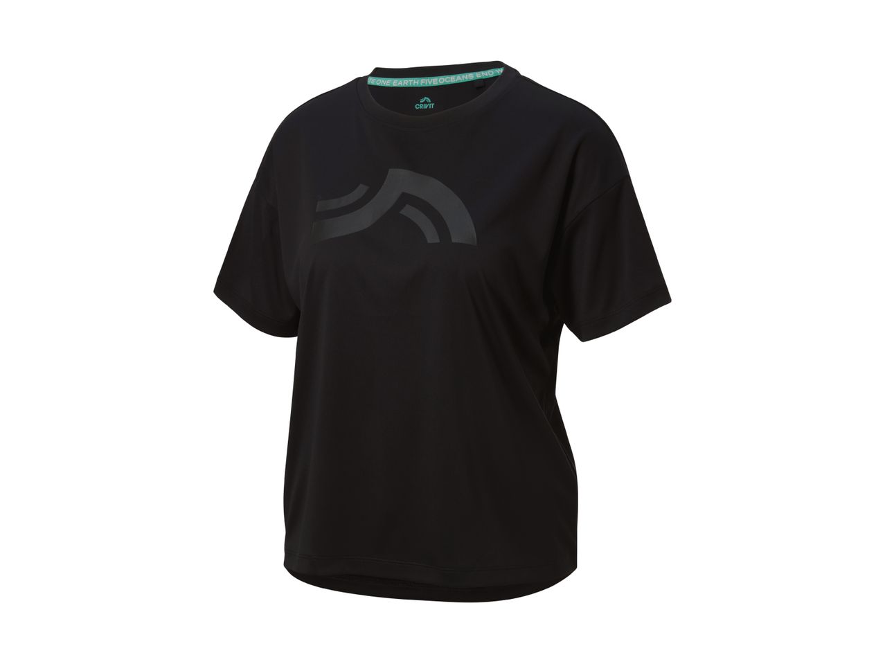Sort dame t-shirt med diskret logo.