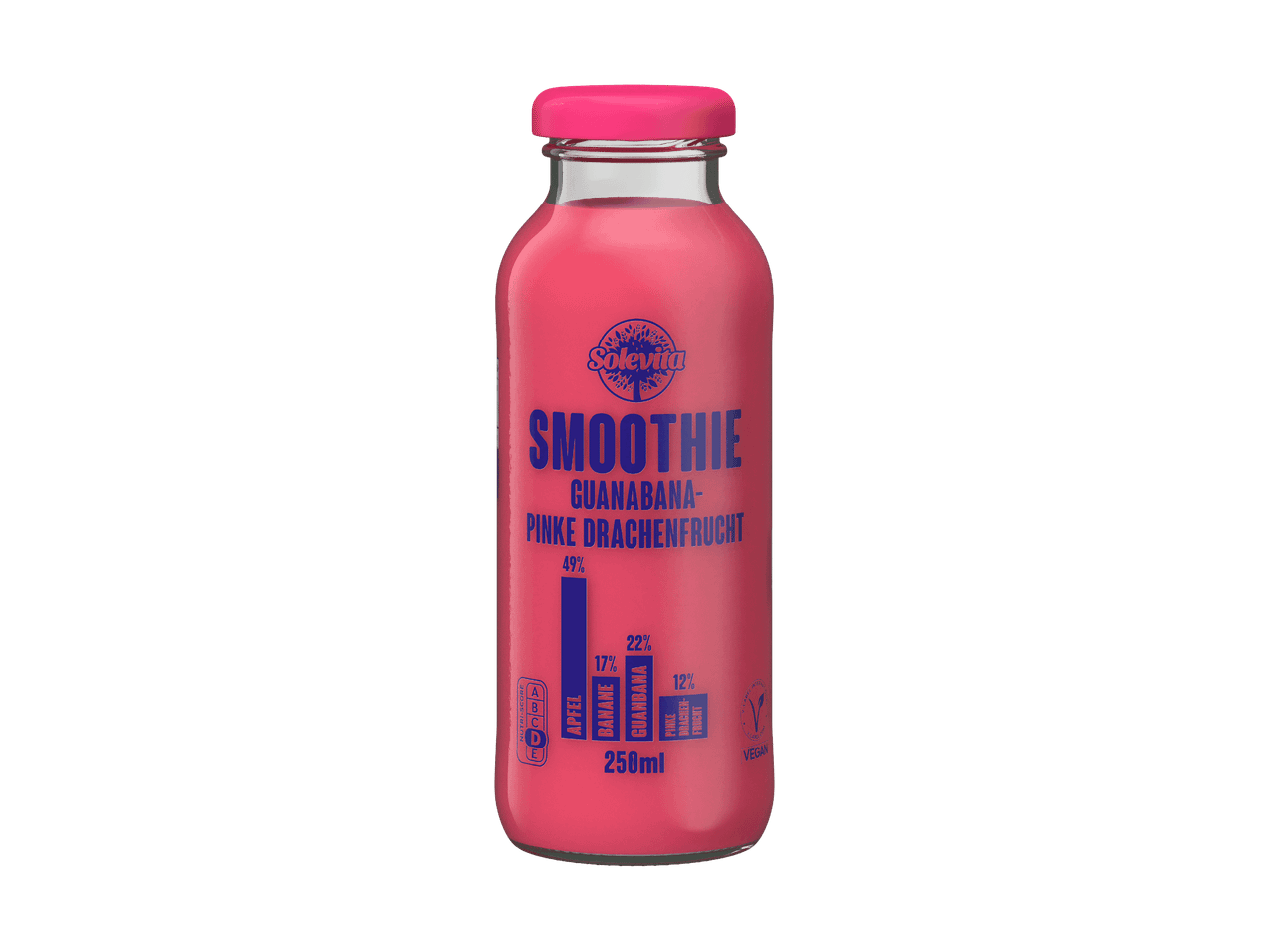 Pinker Smoothie mit Guanabana und Drachenfrucht, 250ml, vegan